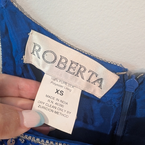 Roberta Bridal Blue Spaghetti Strap Cocktail Dress - Picture 3 of 9